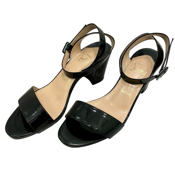 Christian Louboutin Jordi Black Patent Leather Sandals - Picture 1 of 10